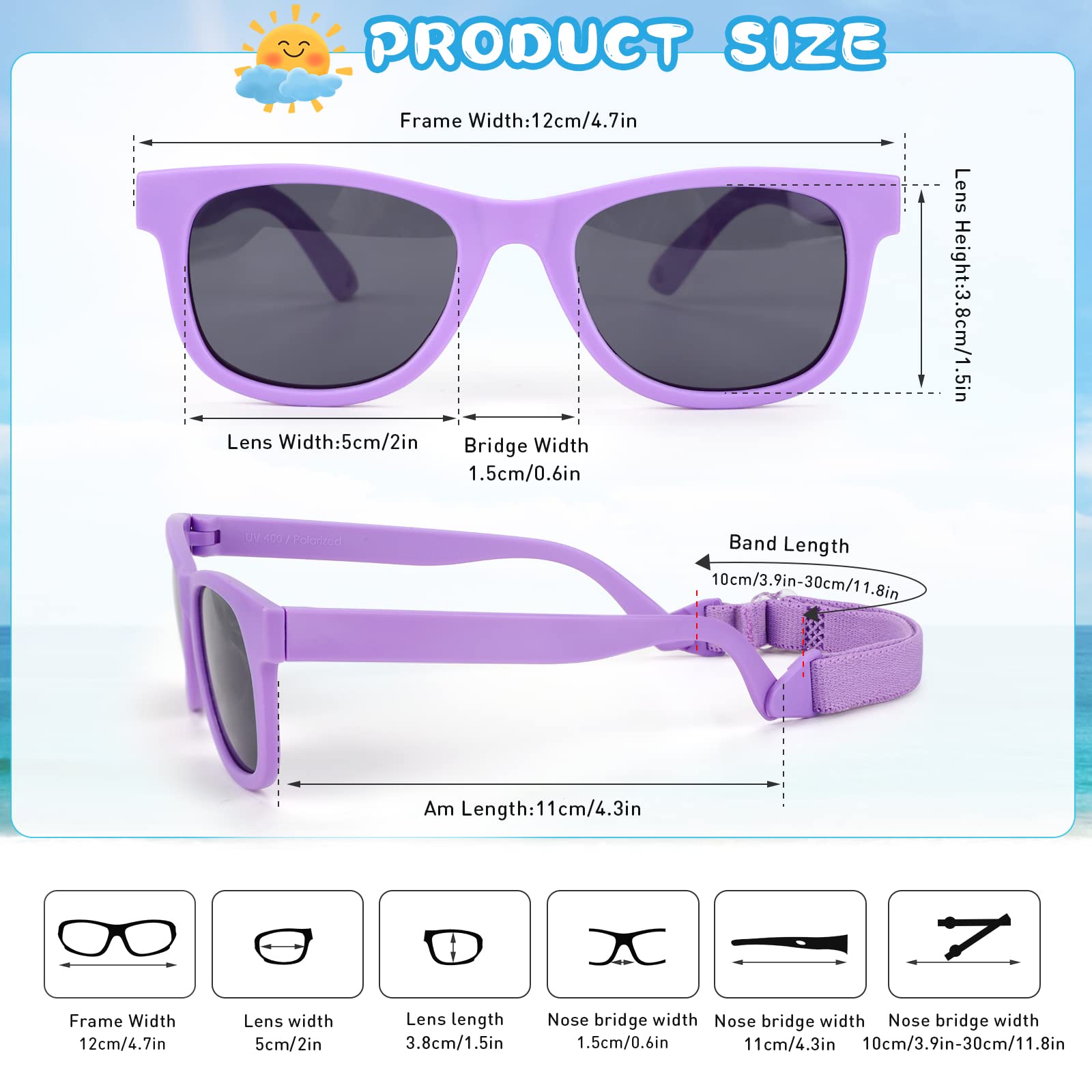 Hifot Bebè Occhiali da Sole, Protezione UV400 polarizzata Ragazza Ragazzo Occhiali da Sole, Flessibile Bambini e Bambine Occhiali da Sole - 2 a 7 Anni