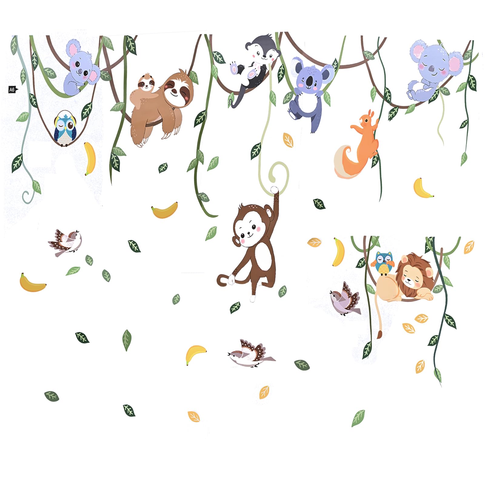 Nursery Wall Stickerss, Forest Animal Tree Wall Stickers, 150x130 cm, Waterproof, can be Used on Walls, Windows, Tiles