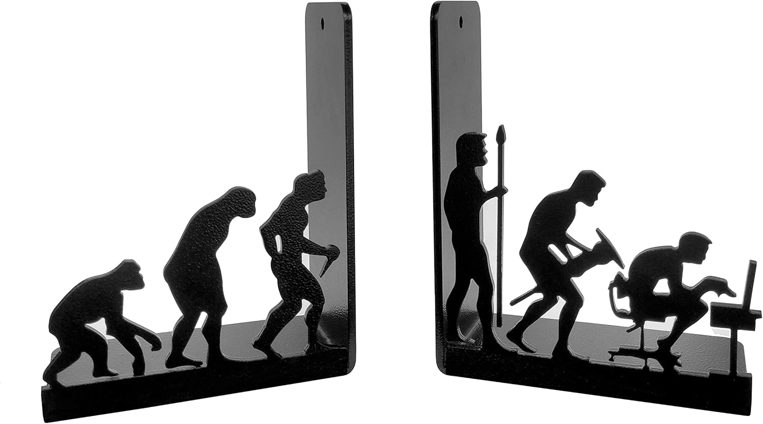 Human Evolution Decorative Metal Bookends for Heavy Books and Library