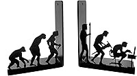 Vista 6 de Sujetalibros decorativos de metal Human Evolution para libros pesados y biblioteca