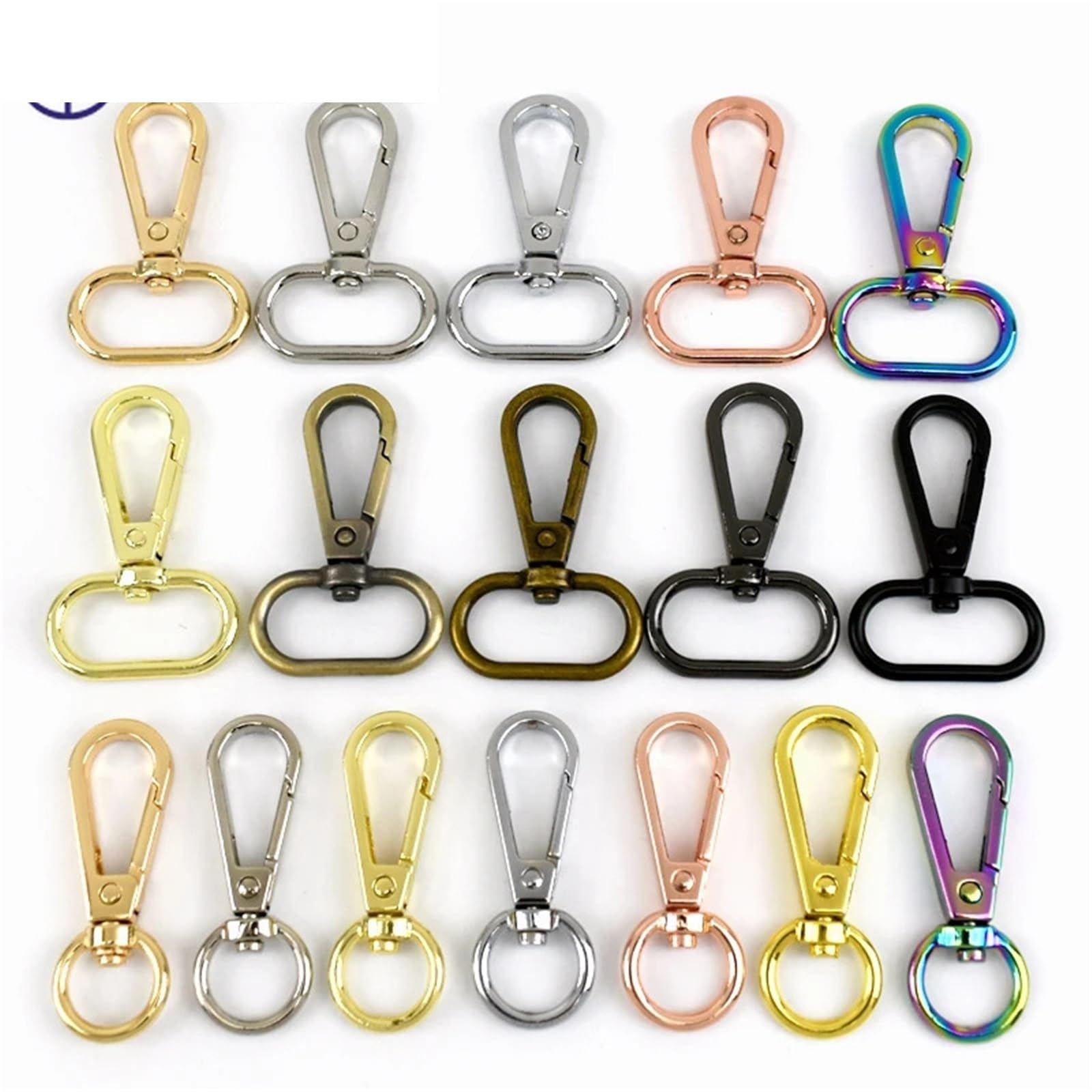 Ganchos De Metal Giratorio 10/20Pcs 13/16/20/25/32/38mm Swivel Lobster Buckle Metal Spring Clip Hook Snap Luggage Bag Strap Webbing(KGold,20mm-20Pcs)