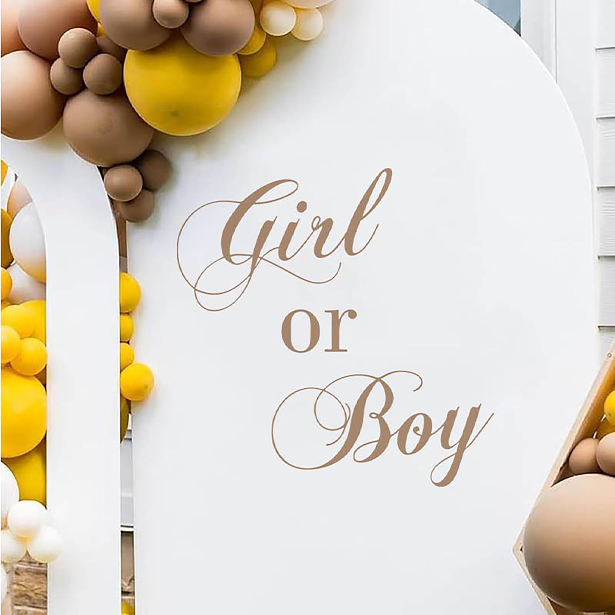 Boy or Girl Arch Backdrop Decor Decal, Baby Shower Bridal Shower Decor, Gender Reveal Anniversary Birthday Party Photo Shoot Props Supplies Gold