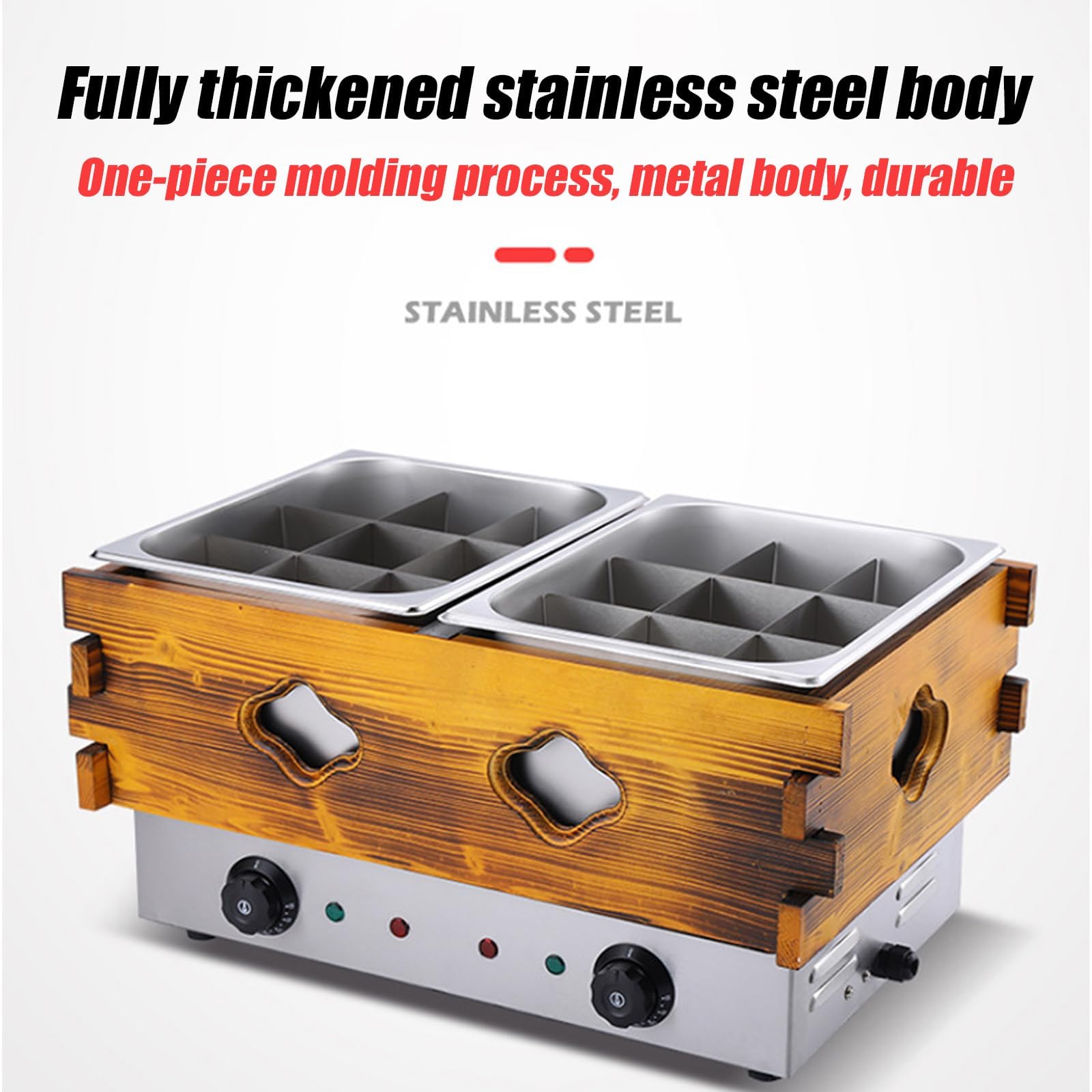 Macchina di Cottura a 9 Celle Oden Pot ODEN, Acciaio Inossidabile, Temperatura Regolabile 60-200 ° C, partizioni Rimovibili, apparecchio di Cottura Versatile per ristoranti 585x370x295mm