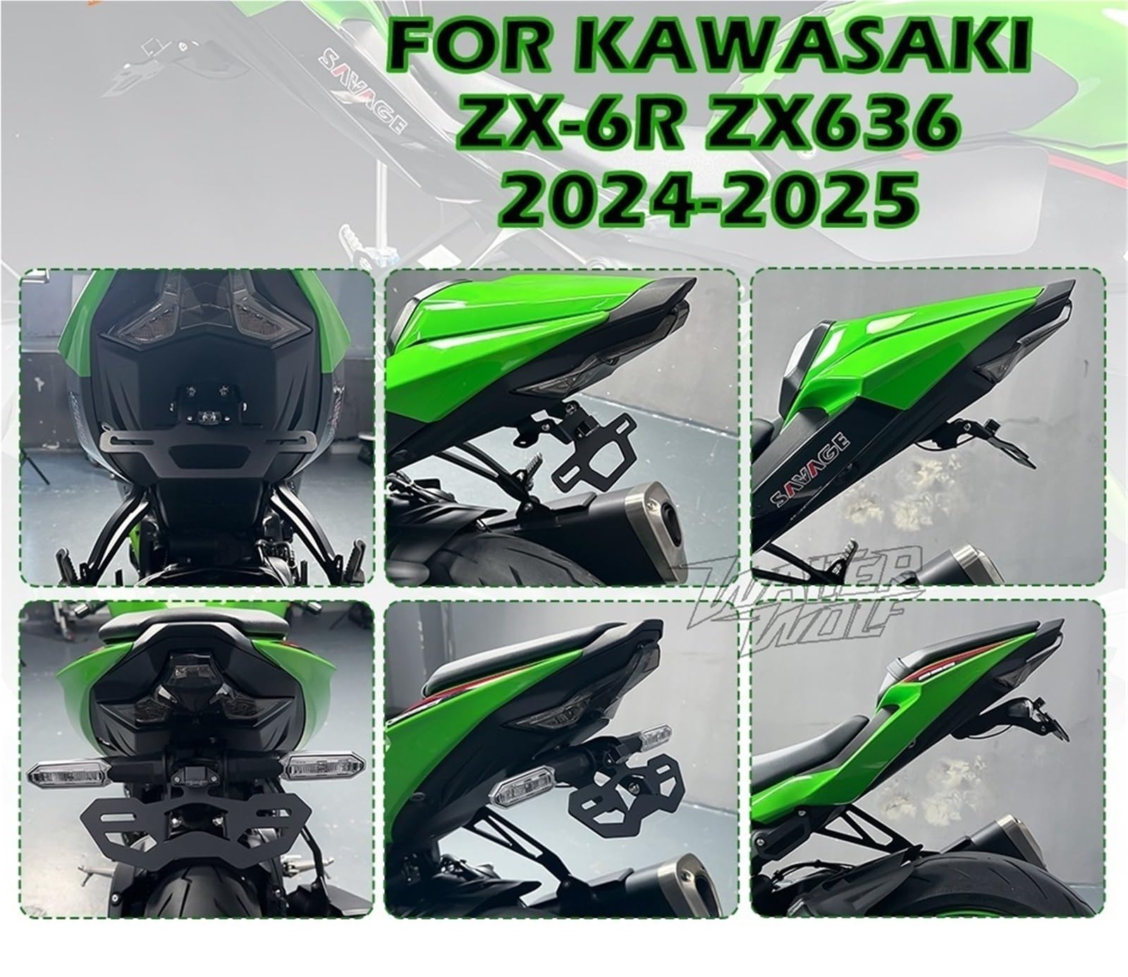 Zestaw do usuwania błotnika Tail Tidy pasujący Kawasaki NINJA ZX6R ZX636 2025 Tablica rejestracyjna motocykla(Type C.E4 Emark LED)