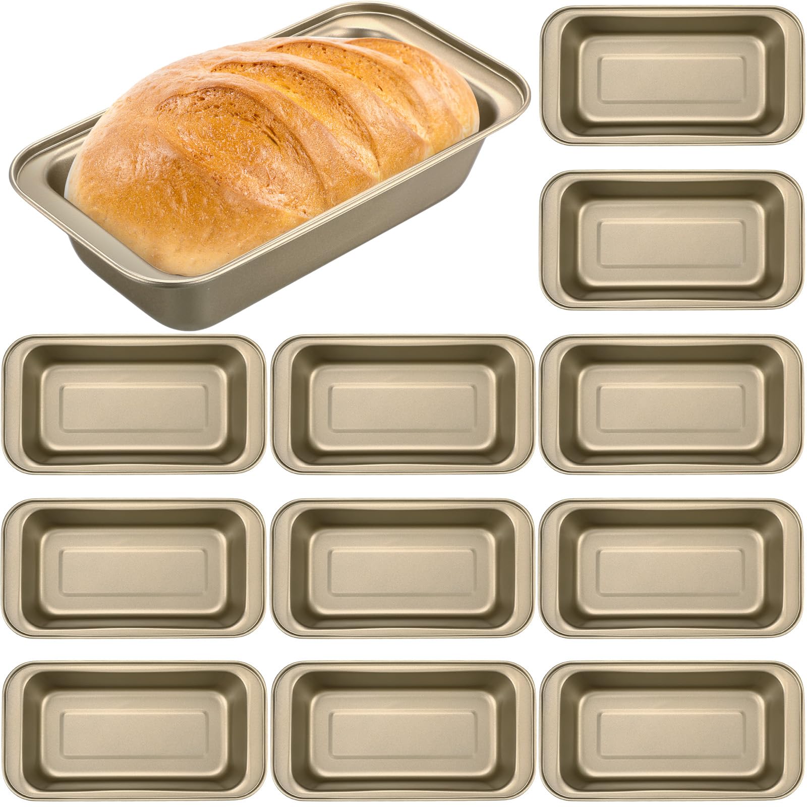 Tanlade Antihaft-Brotbackform, 24,1 x 12,7 cm, für selbstgemachtes Brot, Küche, Backform, Backform, für Zuhause, Brownies und Pfundkuchen, goldfarben, 10 Stück
