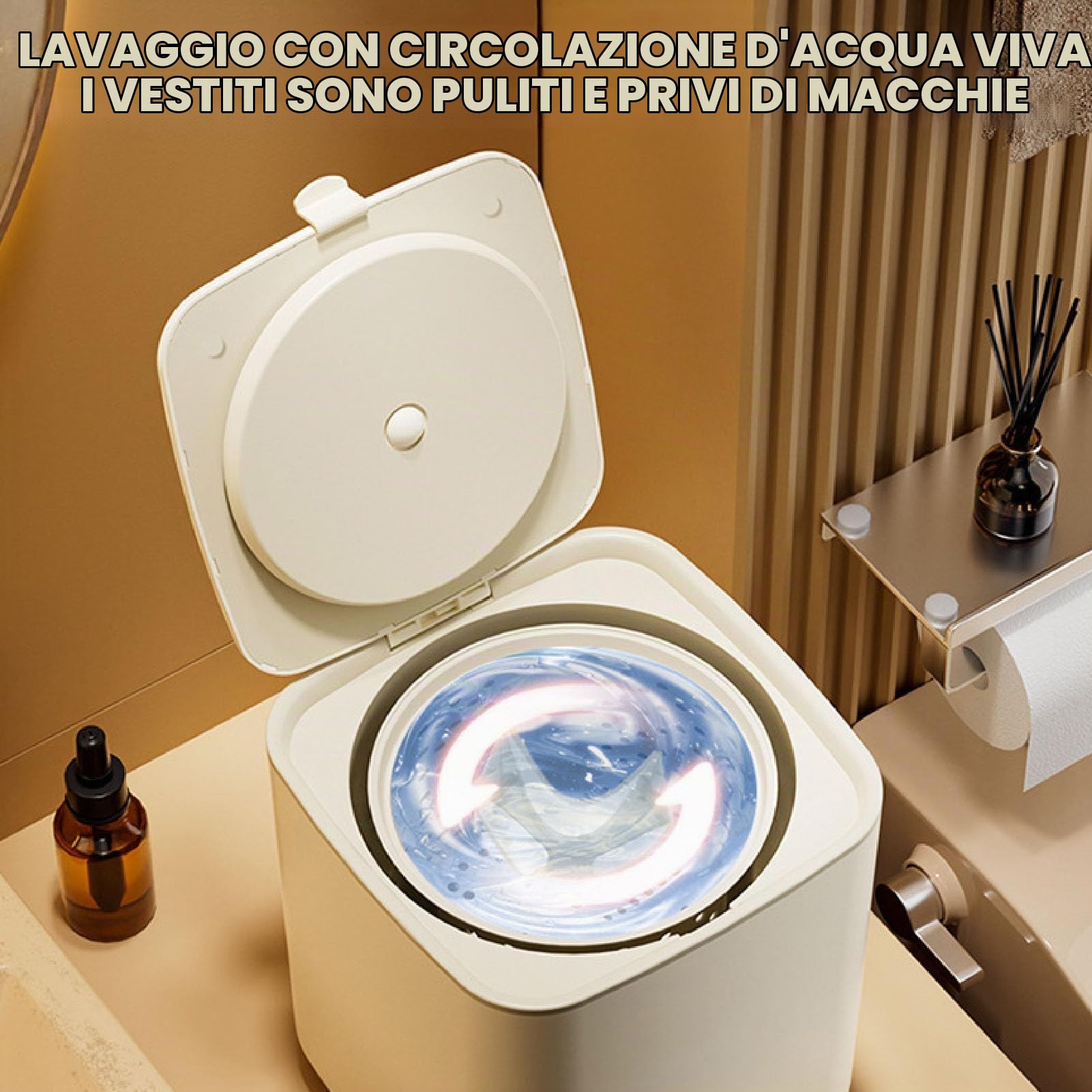 Piccola Lavatrice Completamente Automatica, Grande capacità di 7 Litri, Lavatrice Portatile con Centrifuga, Touch Screen LCD, Funzionamento Automatico (Beige)