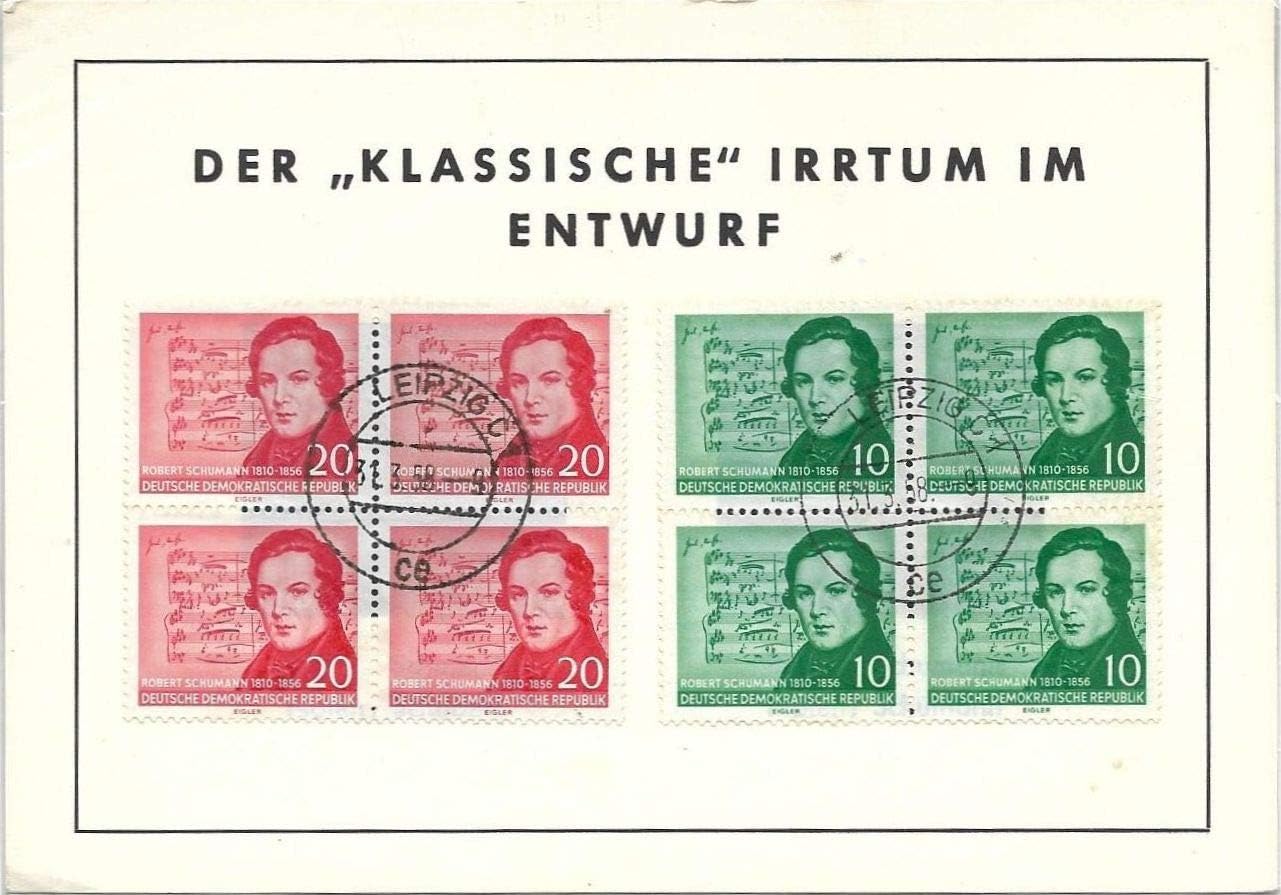 Germany 1958 Robert Schumann 2 Block of 4 Stmps Special Cancellation Card # 77