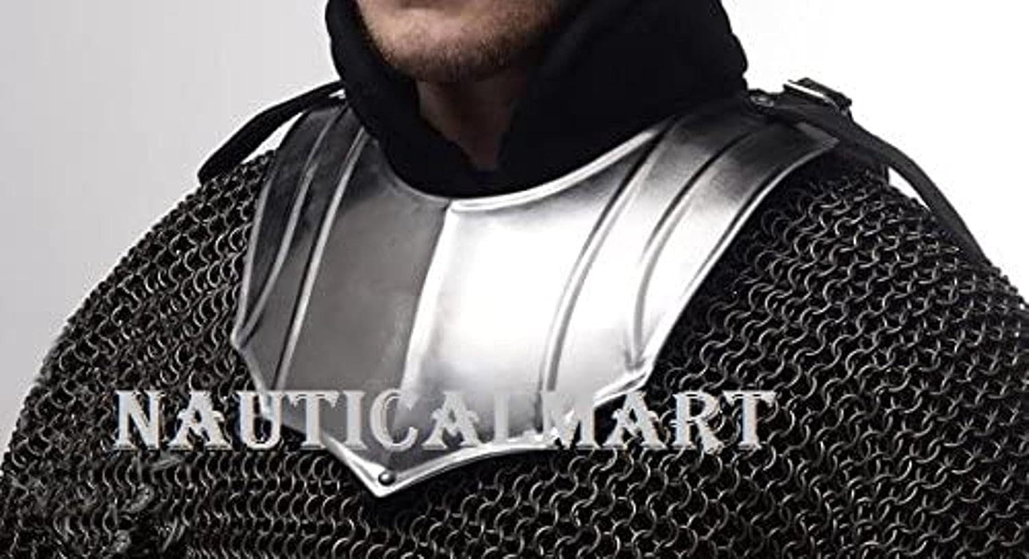 NauticalMart Knight Gorget - Medieval Neck Armor One Size Fit All - Silver Armour