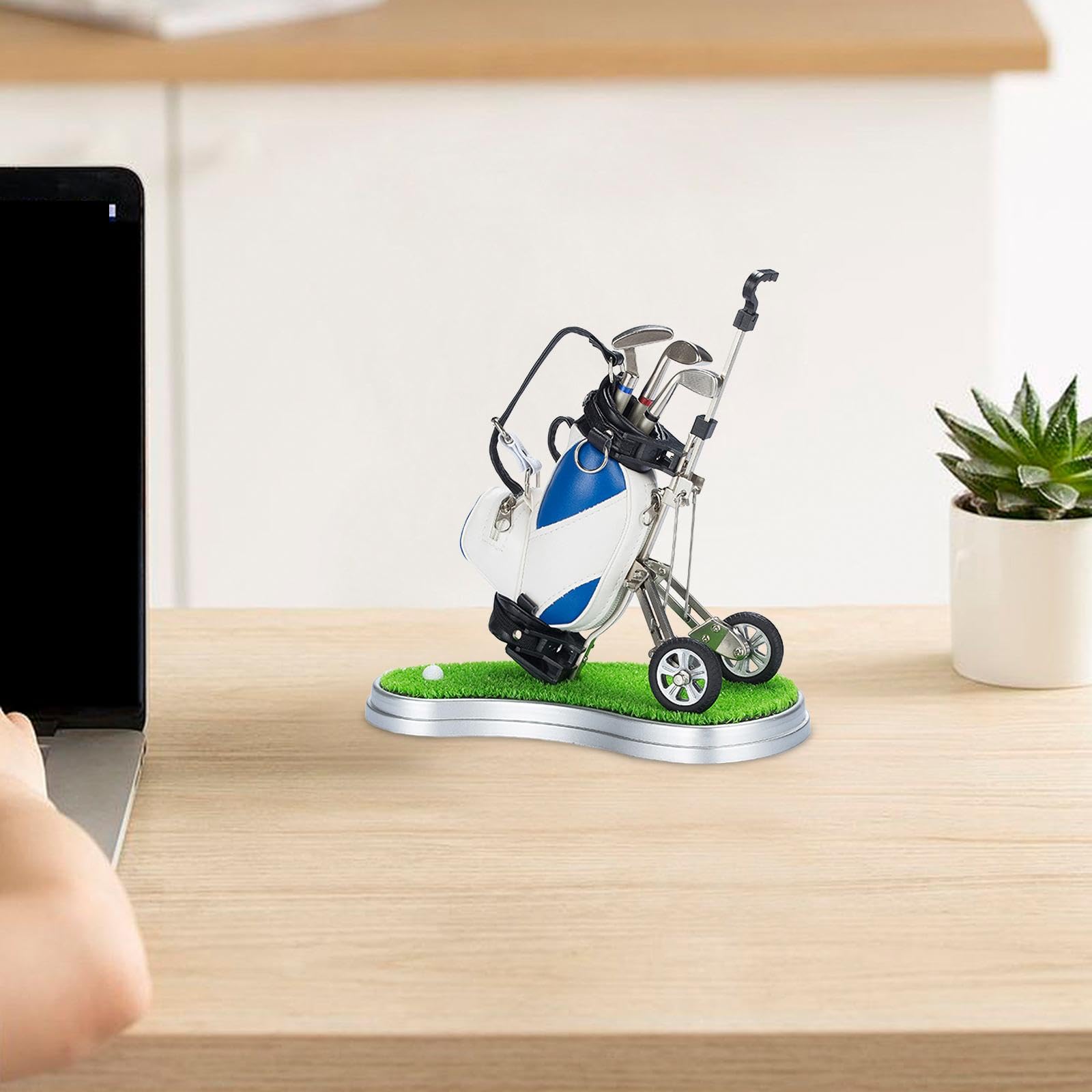 Porte-Stylo pour Mini-Sac de Golf avec Club Inclus. Finition Verte. Idéal pour Un Bureau Ou comme Cadeau de Club.