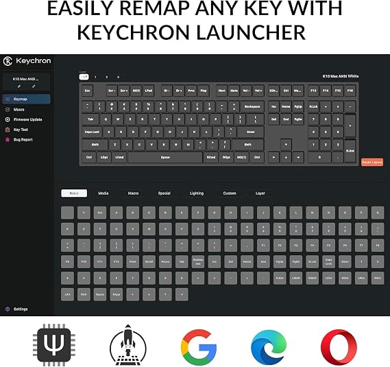 Keychron K10 Max RGB Full Size Mechanical Red Switch 2.4GHz Wireless English Black Keyboard