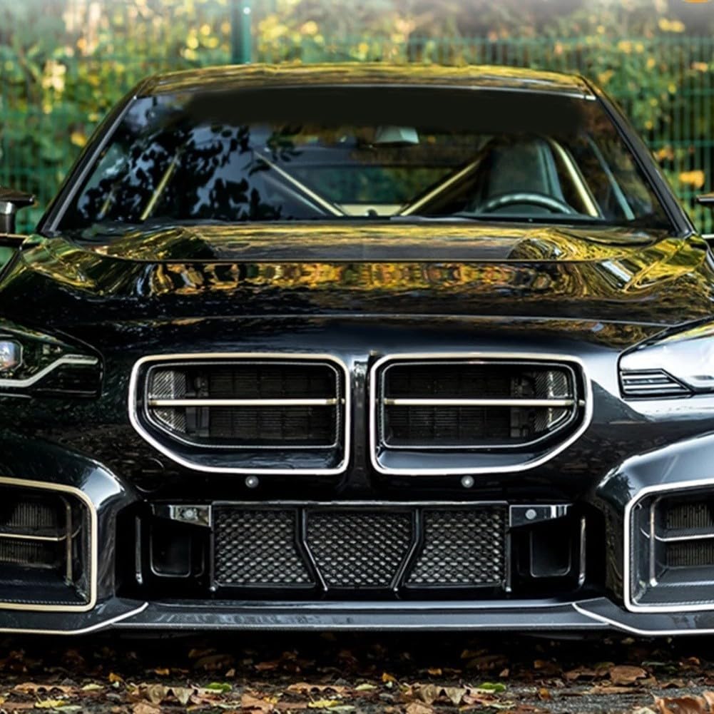 DAZZLEEX Für BMW G87 M2 2023–2025 Frontstoßstange Mitte Unterer Kühlergrill Mesh Guard Auto Außenleiste Zierleiste Ersatz-Set (glänzend schwarz)