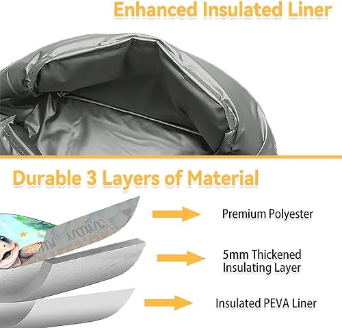 Miniatura 5 de Lonchera personalizada de tortuga para niños, pequeña bolsa de almuerzo aislada, bonita lonchera reutilizable para niños, bolsas de almuerzo