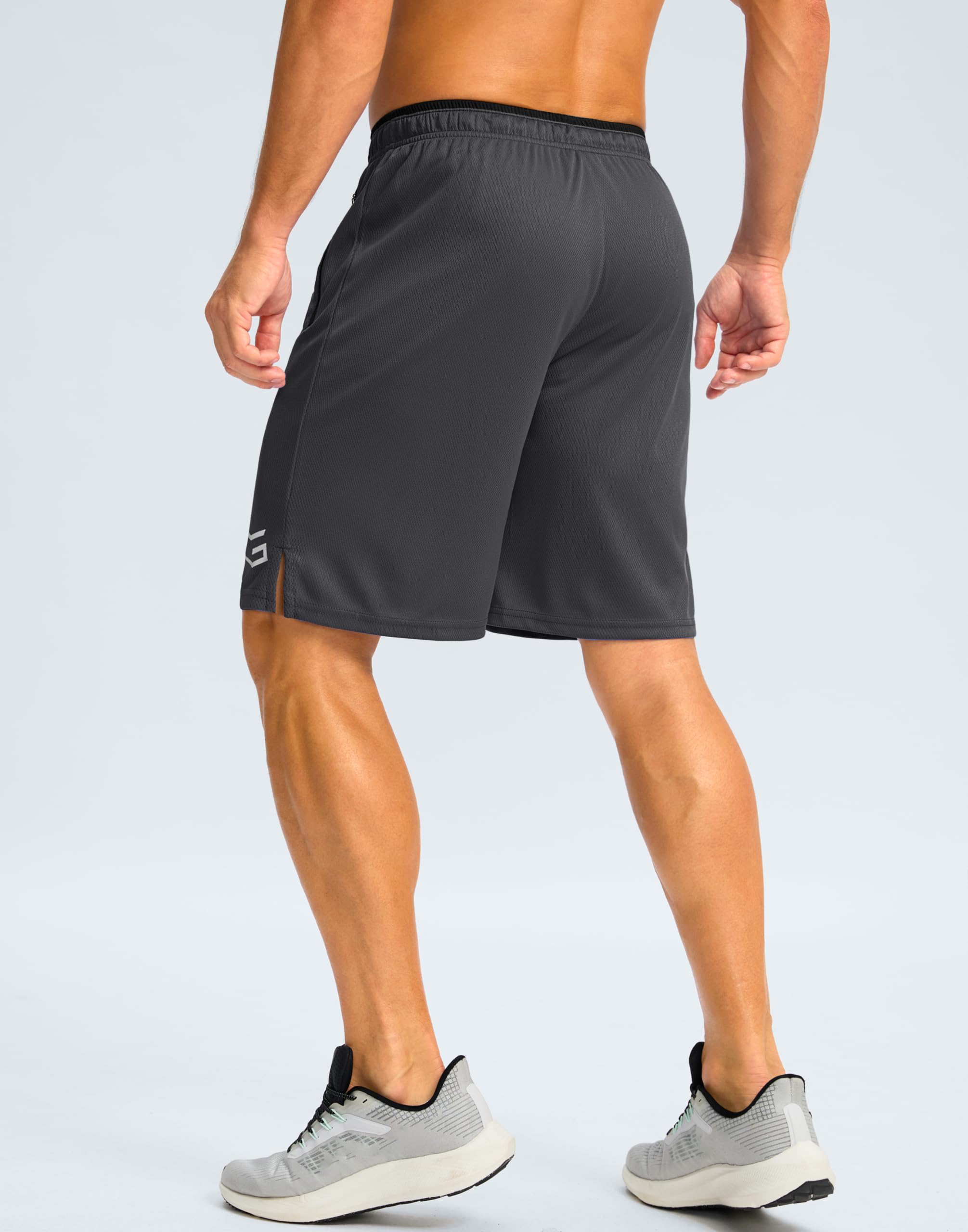 G Gradual Pantalones cortos de gimnasio para hombre con bolsillo con cremallera de 9 pulgadas, pantalones cortos deportivos de malla para hombre, de secado rápido, ligeros