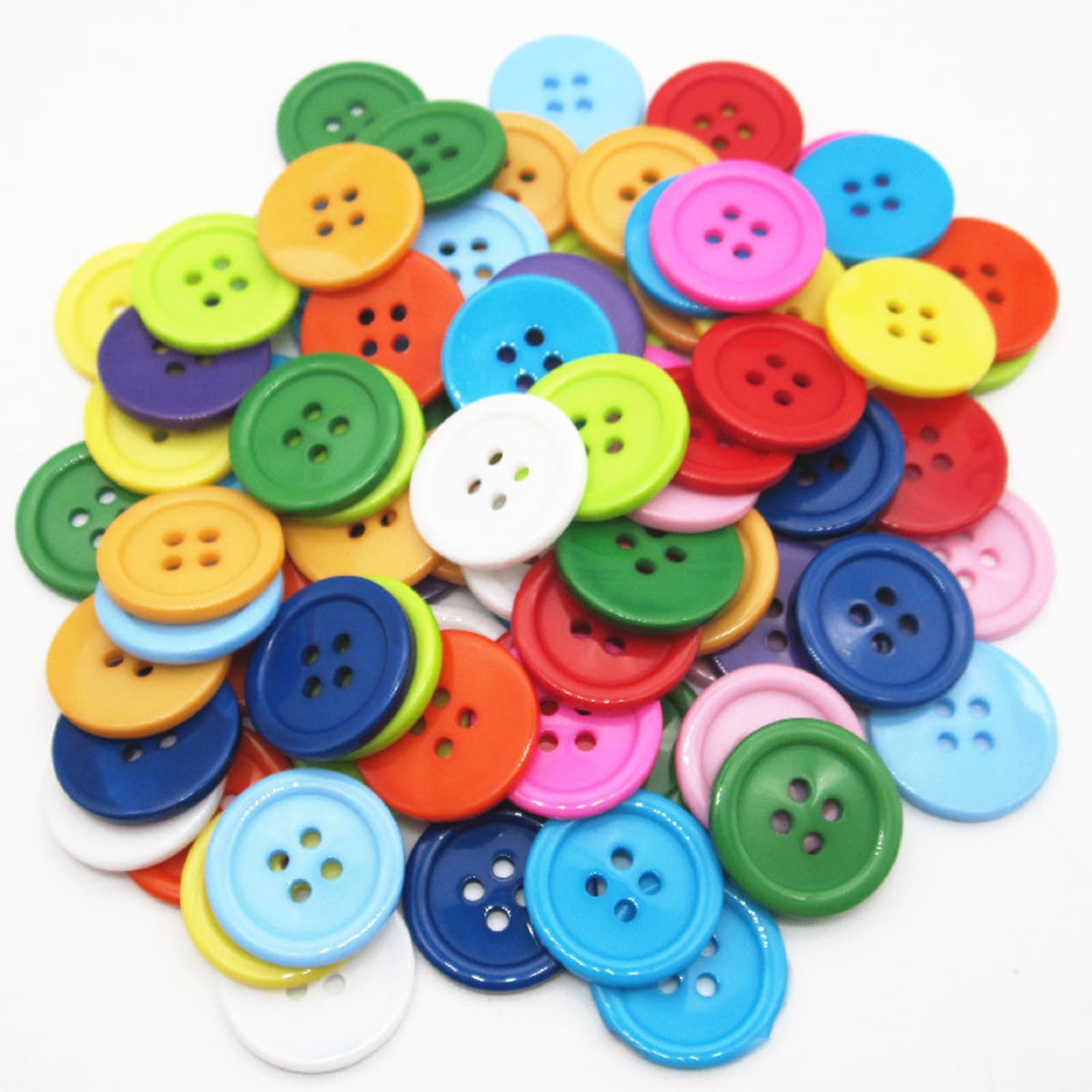 100 Pcs Colorful Buttons for Crafting, 4 Holes Crafts Button, DIY Handmade Ornament Buttoning, 2.5cm Large Size for Baby Cardigans Clothing Sewing Craft DIY Projects