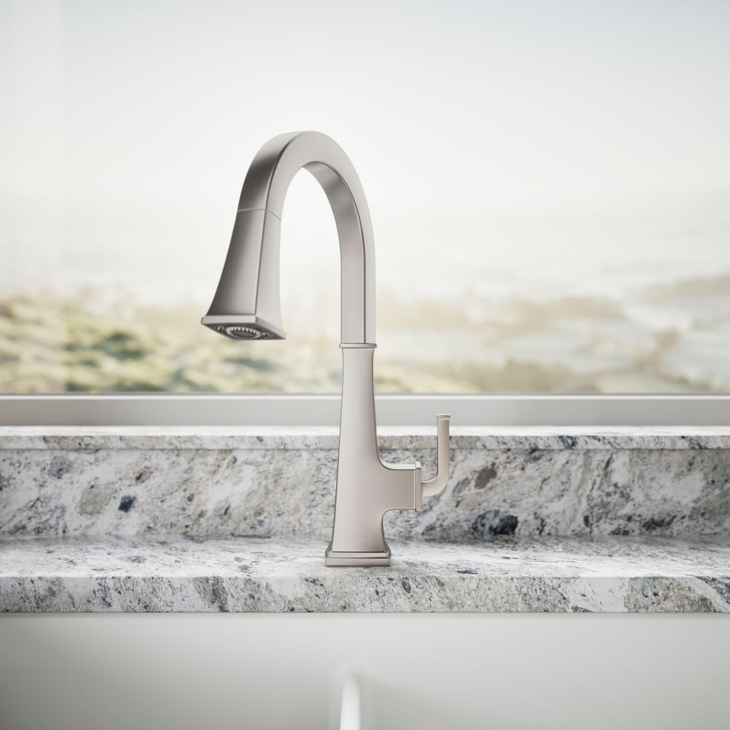 KOHLER 23830-VS RIff Single-Handle, Kitchen Sink Faucet with Pull-Down Sprayer, Vibrant Stainless