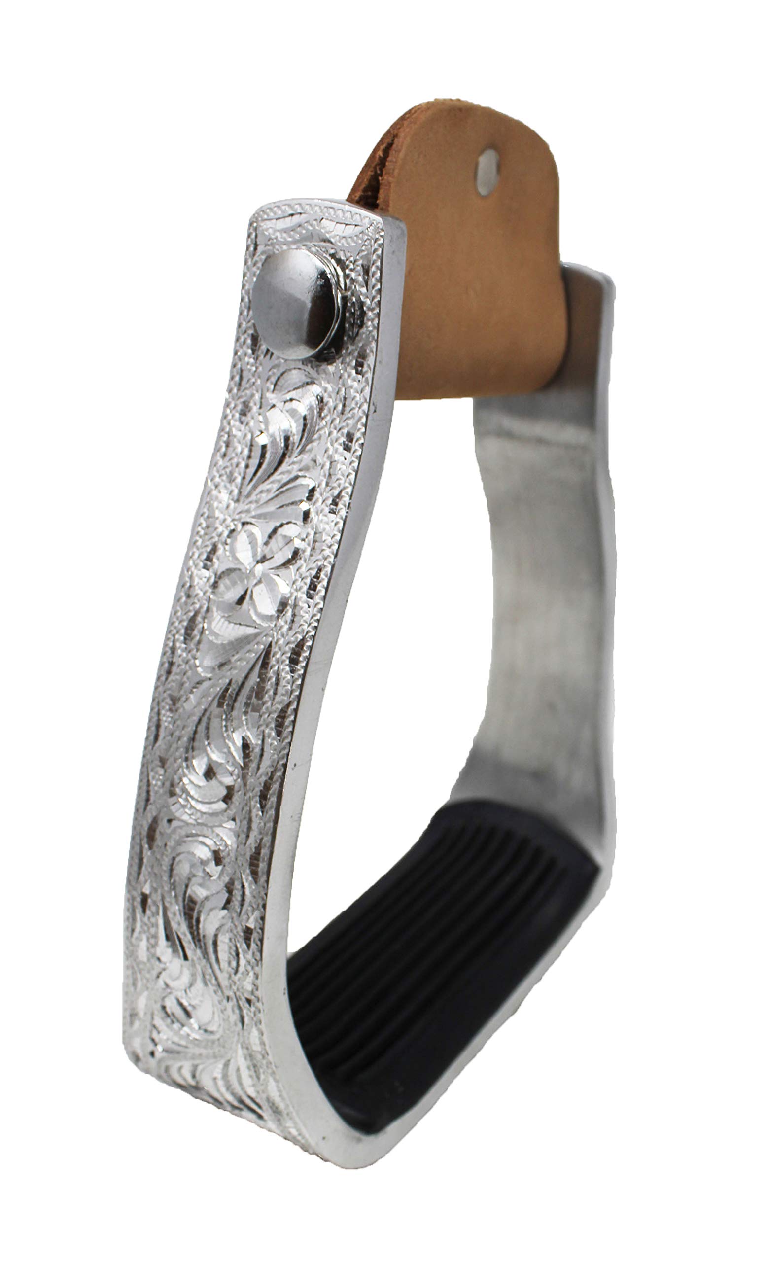 PRORIDER Challenger Western Engraved Angled Sloped Barrel Aluminum Saddle Stirrups 51140