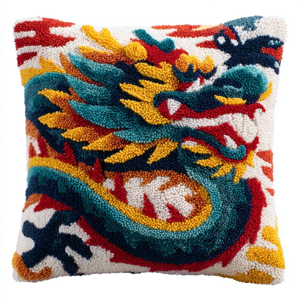 AxiangziK Latch Hook Cushion Kits 17x17inch,Dragon
