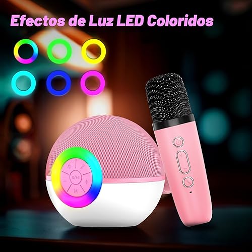 Miniatura 6 de goopow Mini máquina de karaoke con altavoz para niños y adultos, micrófono Bluetooth portátil con juguetes de canciones y luz LED, el mejor regalo
