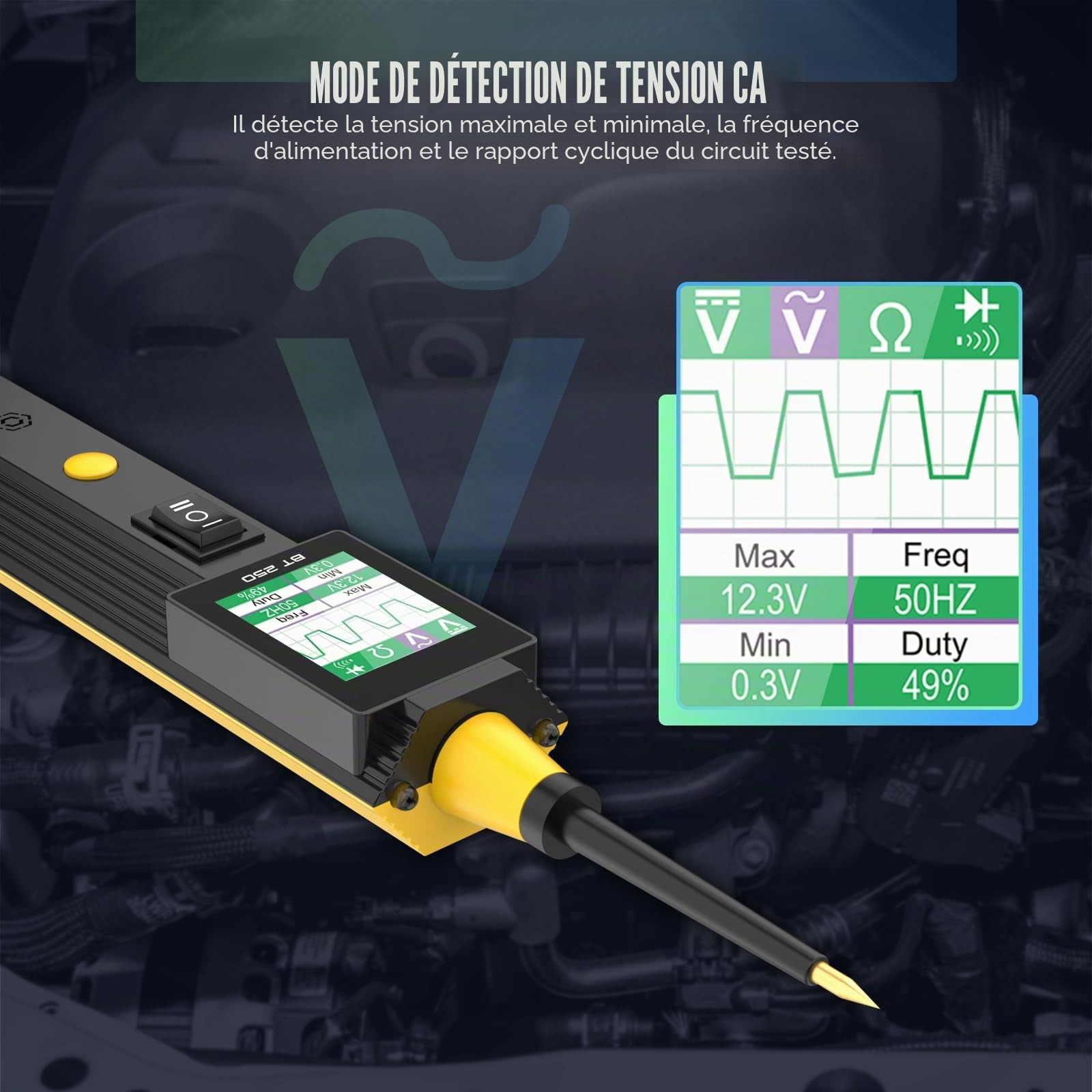 Testeur de circuit de voiture, testeur de tension 12 V 24 V pour systèmes électriques, détecteur de commutateur, testeur de tension AC/DC, multimètre, détecteur de court-circuit