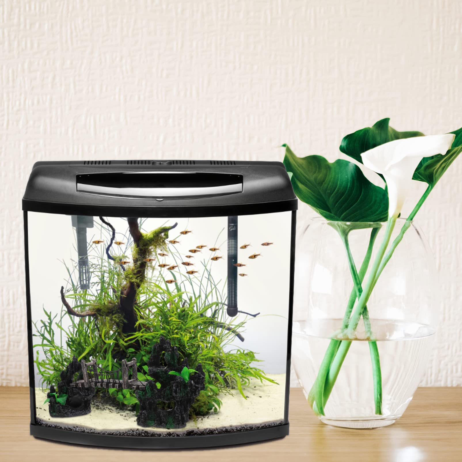 GALPADA Decorazione per Acquario Struttura in Resina Facile da Usare Design Creativo e Semplice, Giocattolo e Passerella di Riposo per Animali Acquatici in Contenitore o Tavolo