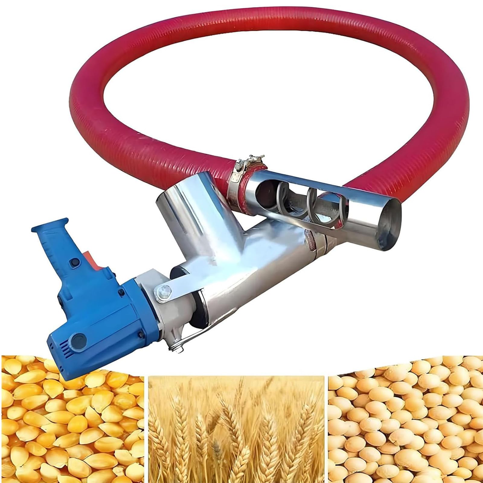 1,5 m Schneckenförderer, 1500 W tragbare Saugmaschine, mit Edelstahl-Zufuhranschluss, geräuscharmer Schneckenschnecke, 100-200 kg/min für Getreide, Zement, Sand und Pulverreinigung