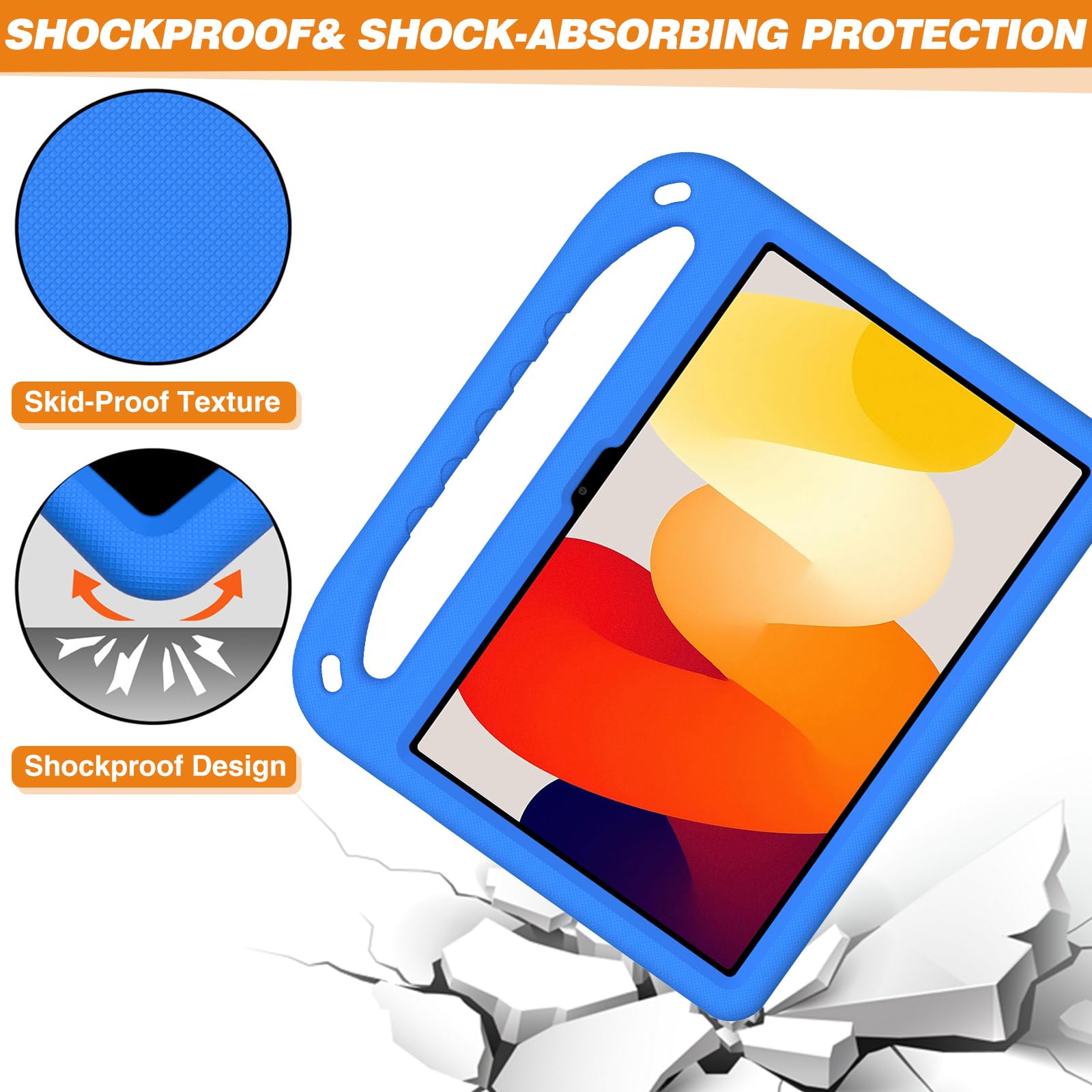 per Xiaomi Redmi Pad SE 11 pollici 2023, custodia protettiva leggera in EVA per bambini, antiurto, custodia protettiva resistente con manico (viola