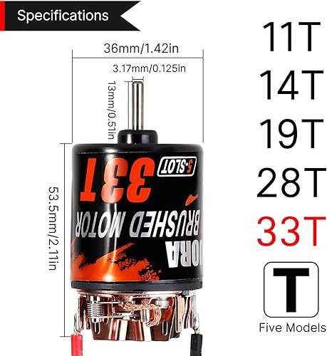 Miniatura 5 de INJORA Motor cepillado 540 impermeable 5 ranuras 33T para escala 110 modelo RC de coche camión sobre orugas INM10