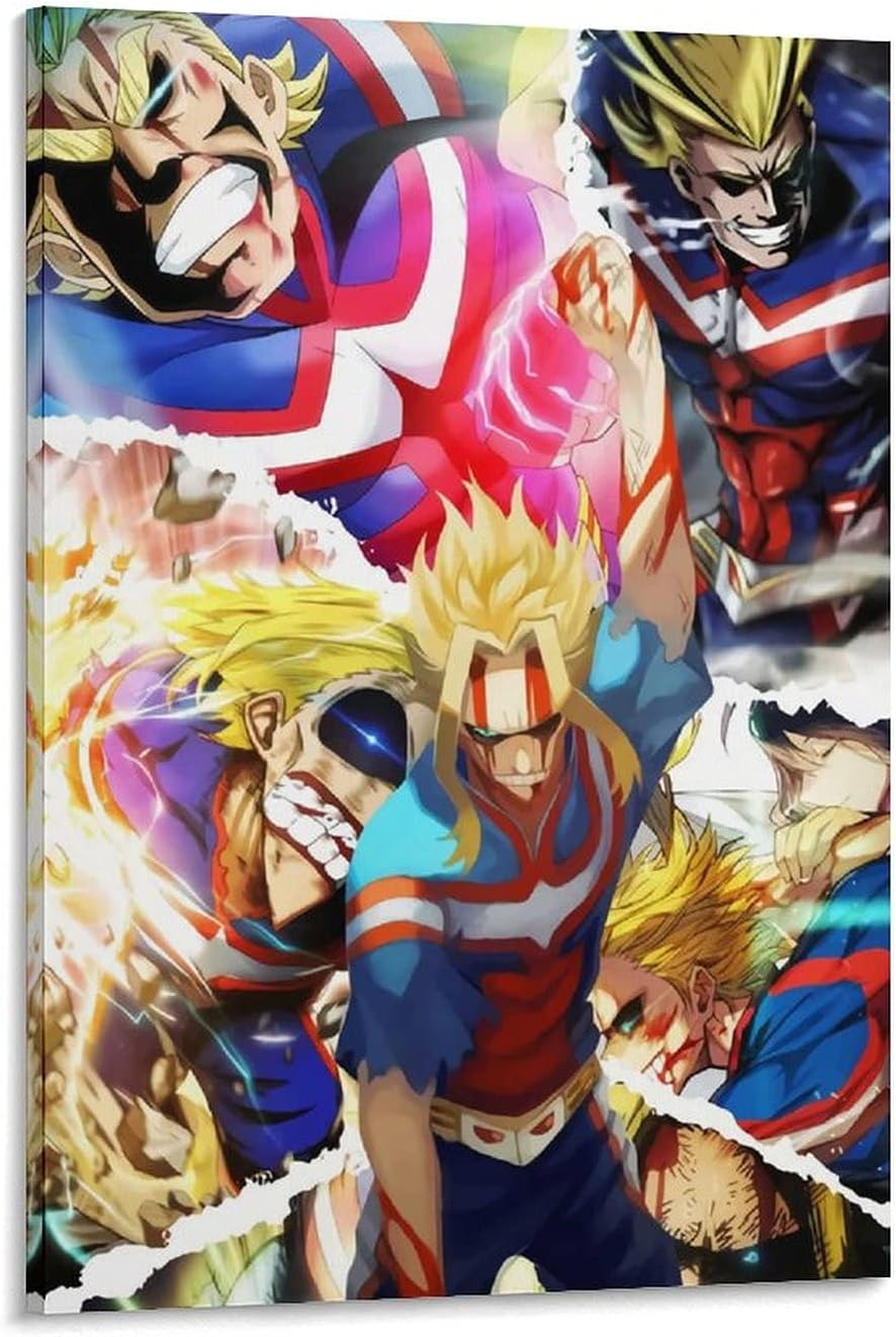 Amazon Co Jp 僕のヒーローアカデミア ポスター アニメオール マイト キャンバスポスター寝室の装飾スポーツ風景オフィスルームの装飾ギフト キャンバスポスター壁アートの装飾リビングルームの寝室の装飾のための絵画の印刷 24x36inch 60x90cm ホーム キッチン