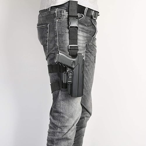 Miniatura 7 de efluky Universal OWB Holster Gun Drop Leg Muslo Policía Seguridad Modular Equipo Sistema de Equipo Duty Cinturón Nylon Set Compatible con Glock, S &