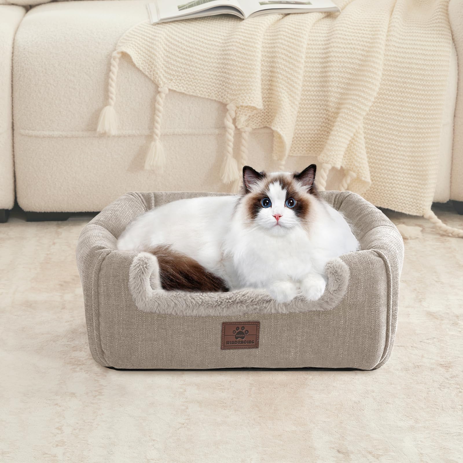 Katzenbett für Indoor-Katzen - Katzenhöhlenbetten Katzenhaus Katzenzelt mit abnehmbarem waschbarem Polsterkissen, weichen Kätzchenbetten, Katzenbetten & Möbel, für kleine und mittlere Haustierbetten