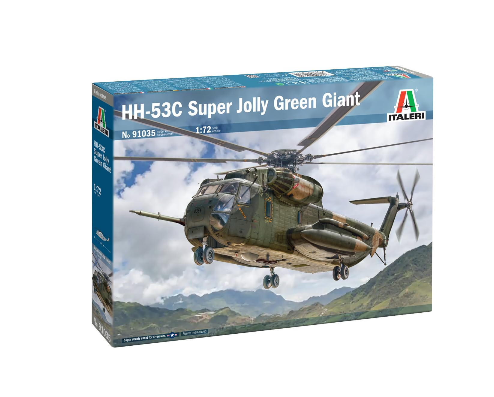 Italeri 91035 1:72 US HH-53C Jolly Green Giant - Modellbau, Bausatz, Standmodellbau, Basteln, Hobby, Kleben, Plastikbausatz, detailgetreu, Militär Bausatz, Molded Color