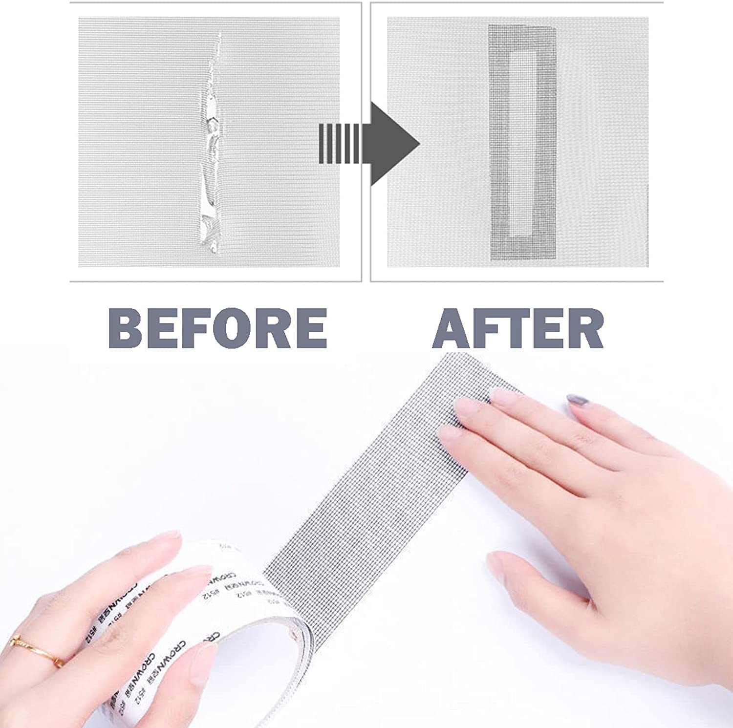 SAMEZONE Window Screen Repair Tap, Strong Adhesive & Waterproof Window Mosquito net Covering Mesh Tape for Door Tears Holes Patch Repair Patches Self-Adhesive Insect Tape for Torn Nets (200Cm X 5CM) — Amazon image 3