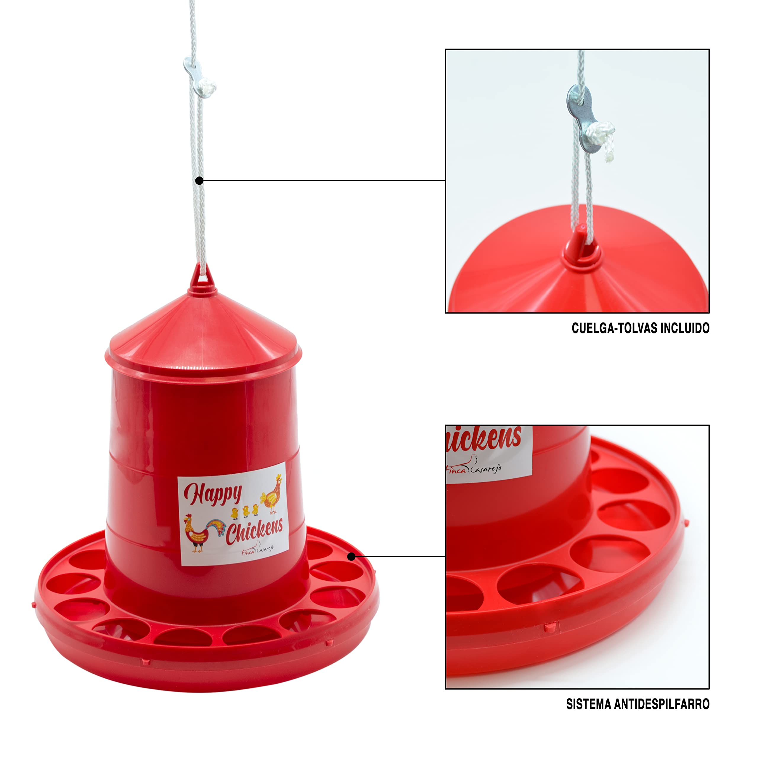FINCA CASAREJO Pack Mangeoire et abreuvoir pour poules 8 kg 10 l Plastique robuste
