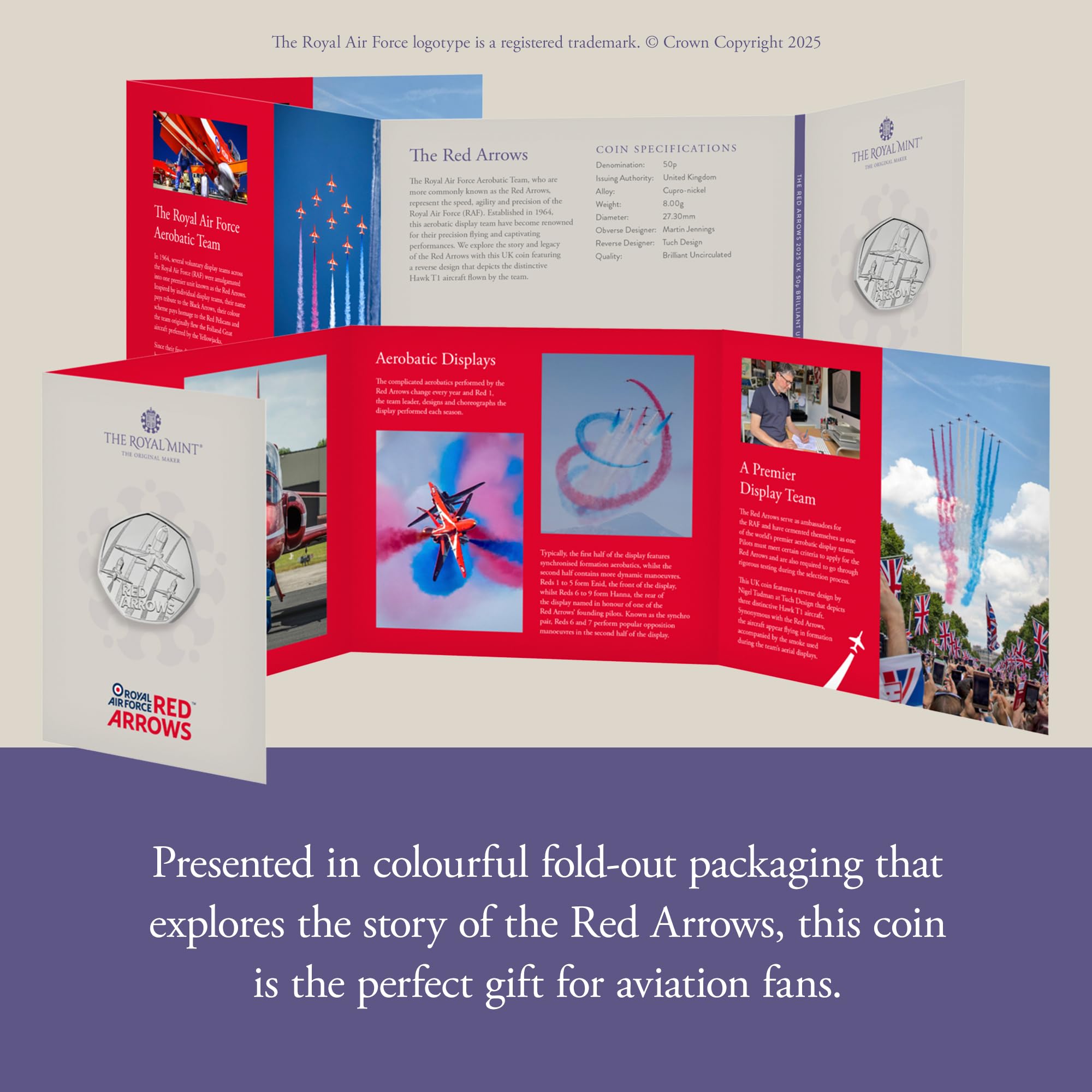 The Royal Mint -The Red Arrows 2025 UK 50p Brilliant Uncirculated Coin, Celebrating the Legacy of The Red Arrows - Image 4