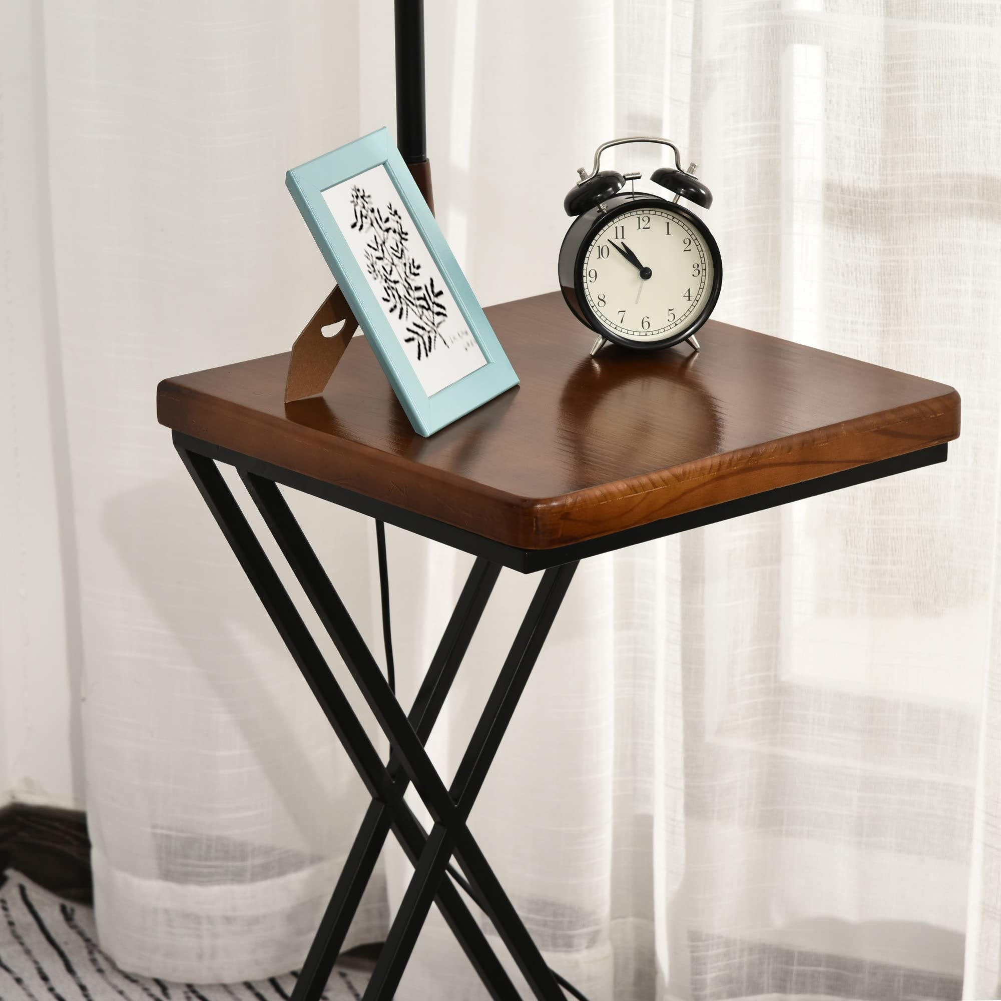 HOMCOM Lampada da Terra Moderna con Caricatore Wireless 36x36x165 cm | Testa Flessibile, per Soggiorno, per Camera da Letto, per Ufficio