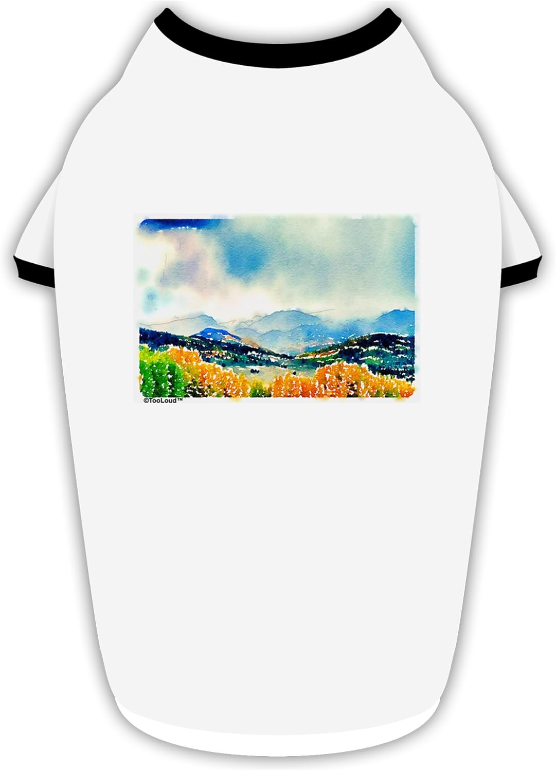 TOOLOUD Colorado Mountain Scene Cotton Dog Shirt White with Black Large