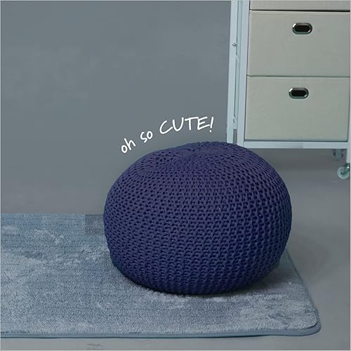 Miniatura 74 de Urban Lifestyle Puf de punto redondo - Algodón tejido a mano, marfil Marfil,Azul,Gris oscuro,Índigo/ azul marino,Gris claro,Negro -,gris