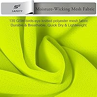 Vista 5 de Camisa de alta visibilidad Hi Vis Clase 3 para hombres, camisas de seguridad con tiras reflectantes y bolsillo, transpirable, malla de trabajo