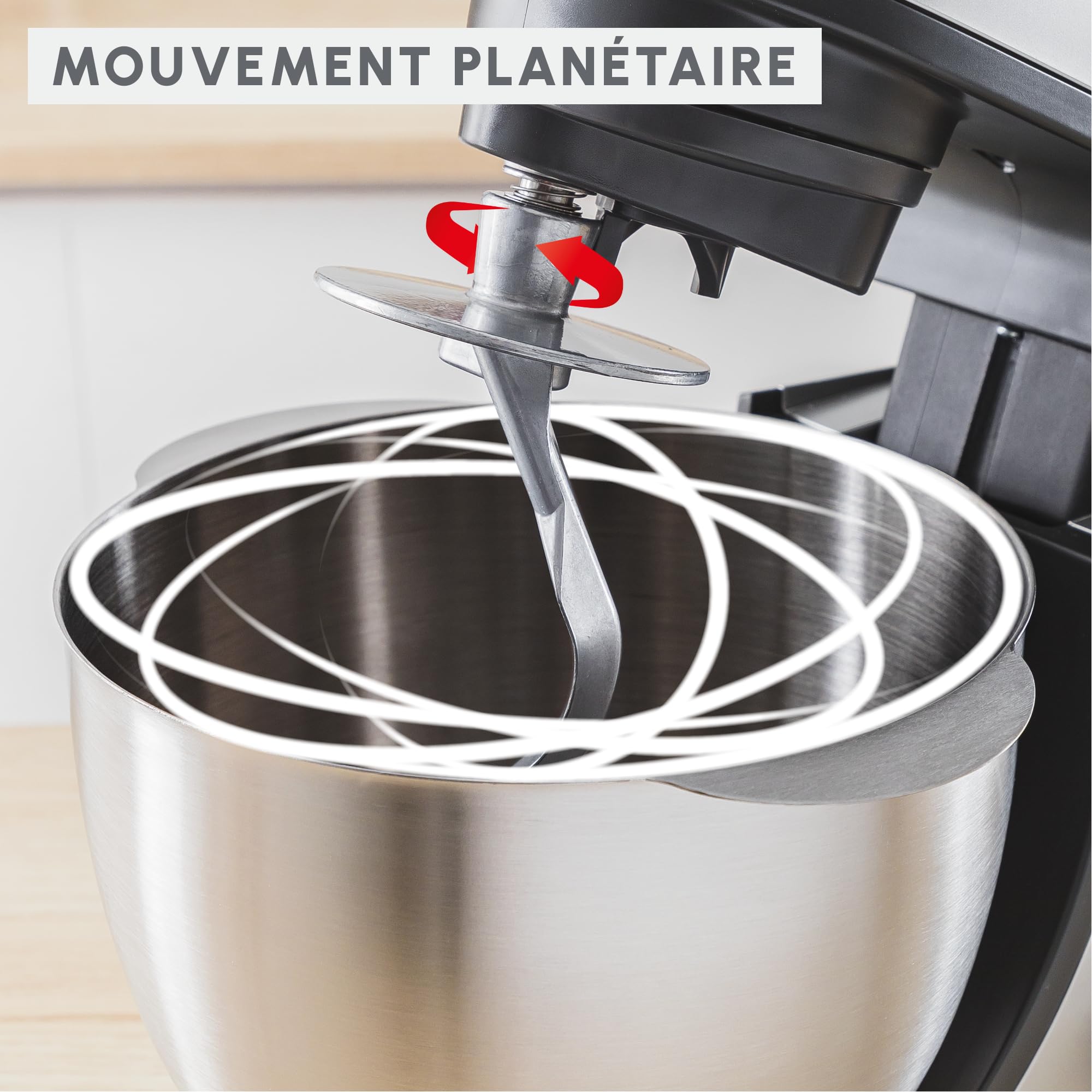 Moulinex Bake Partner, Kitchen Machine, potente amasadora planetaria de 1100 W, rendimiento duradero, kit de accesorios BakeGood, QA521B25