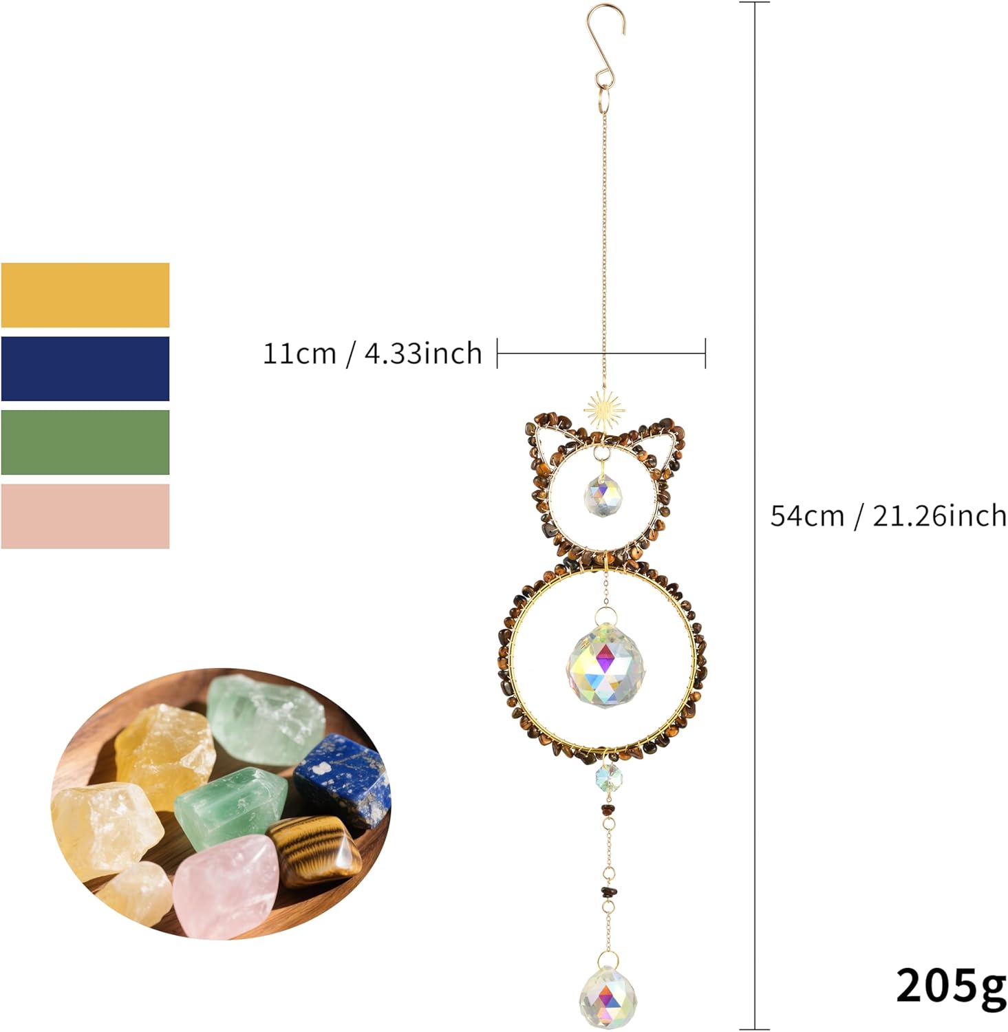 Lapis Lazuli - Hanging cat Shaped Light Catcher, a Natural Healing Stone That Brings Balance and Harmony to The Soul. Suitable for Home Decoration, Good Luck Gifts, Christmas, Birthdays(Lapis Lazuli) - Image 5