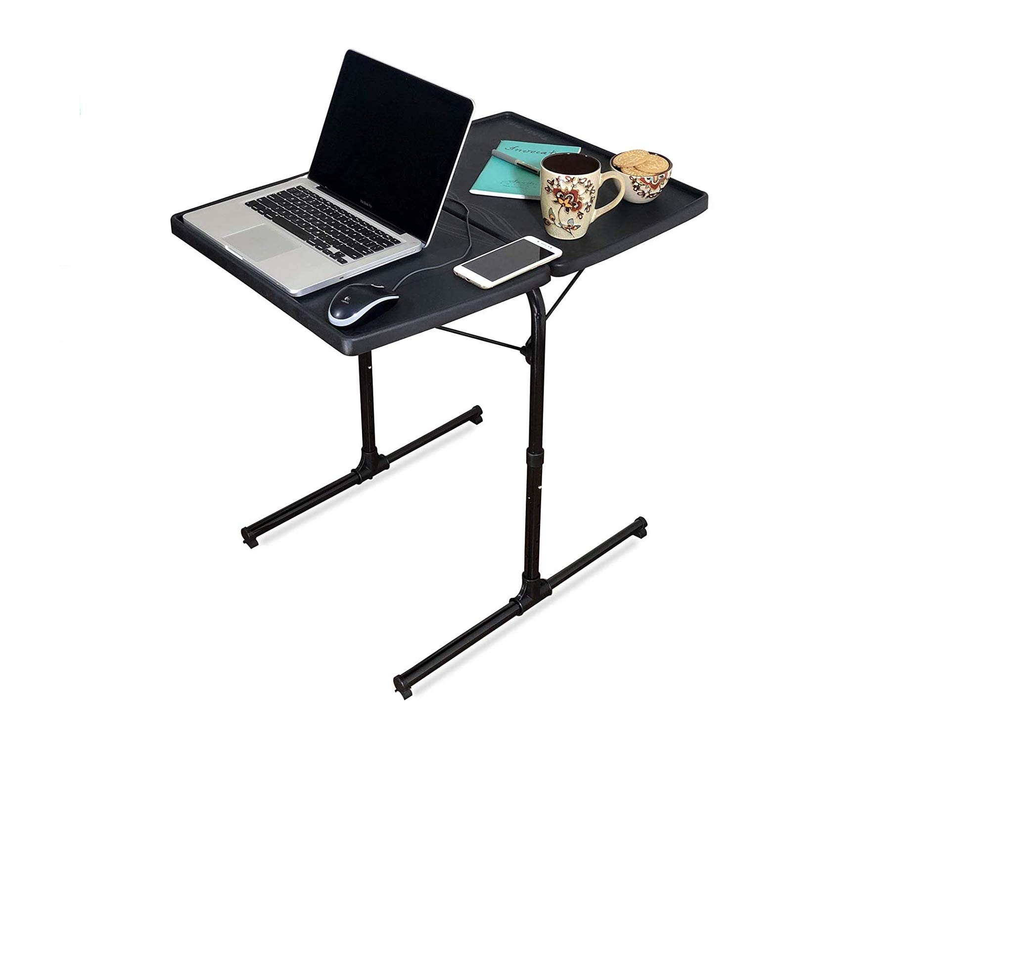 TABLE MAX Double top 2.0 Black- Large Space Table for Working with Laptop, Dining,Study and All Home use Easy to fold 6 Height 3 Angles Adjustable