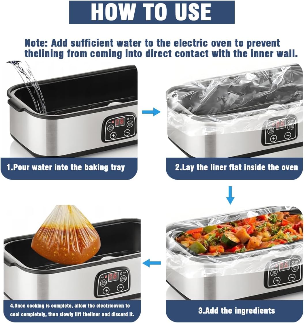 Electric Baking Machine Liner, 18 x 34 inches，10 pieces, suitable for 16, 18, and 22 quart baking machines, baking tray oven liner plastic cooking bag