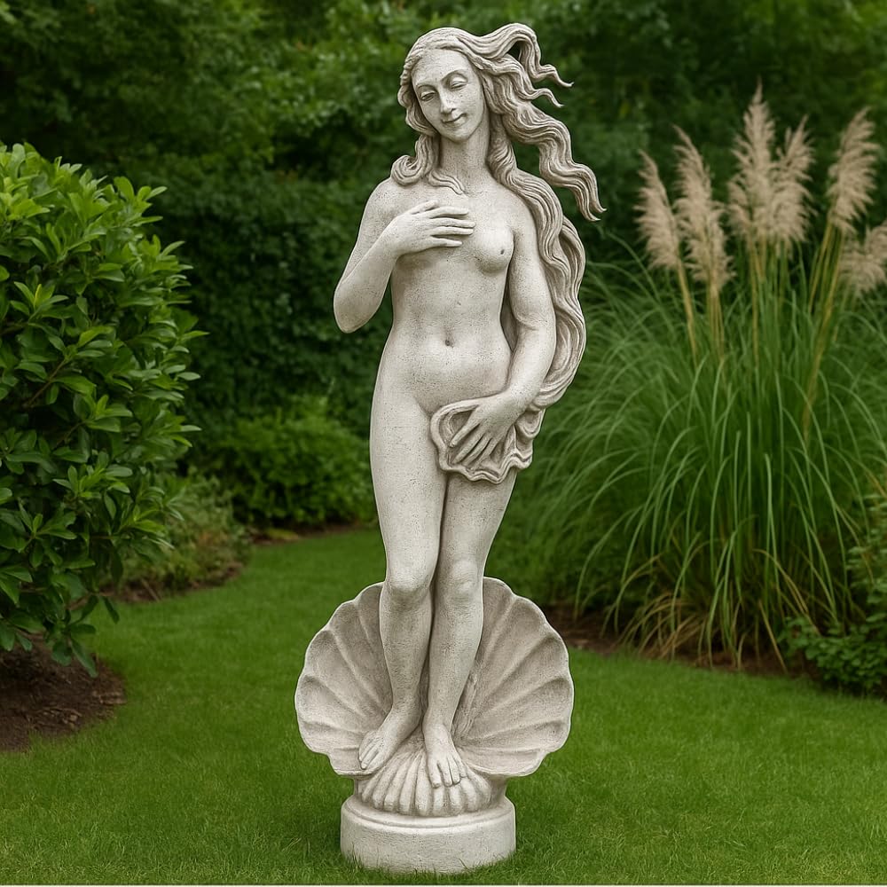 FORTUNATO Statua Cemento Grigio Effetto Pietra Naturale Venere Botticelli H120 Cm Giardini Stile Classico Senza Tempo