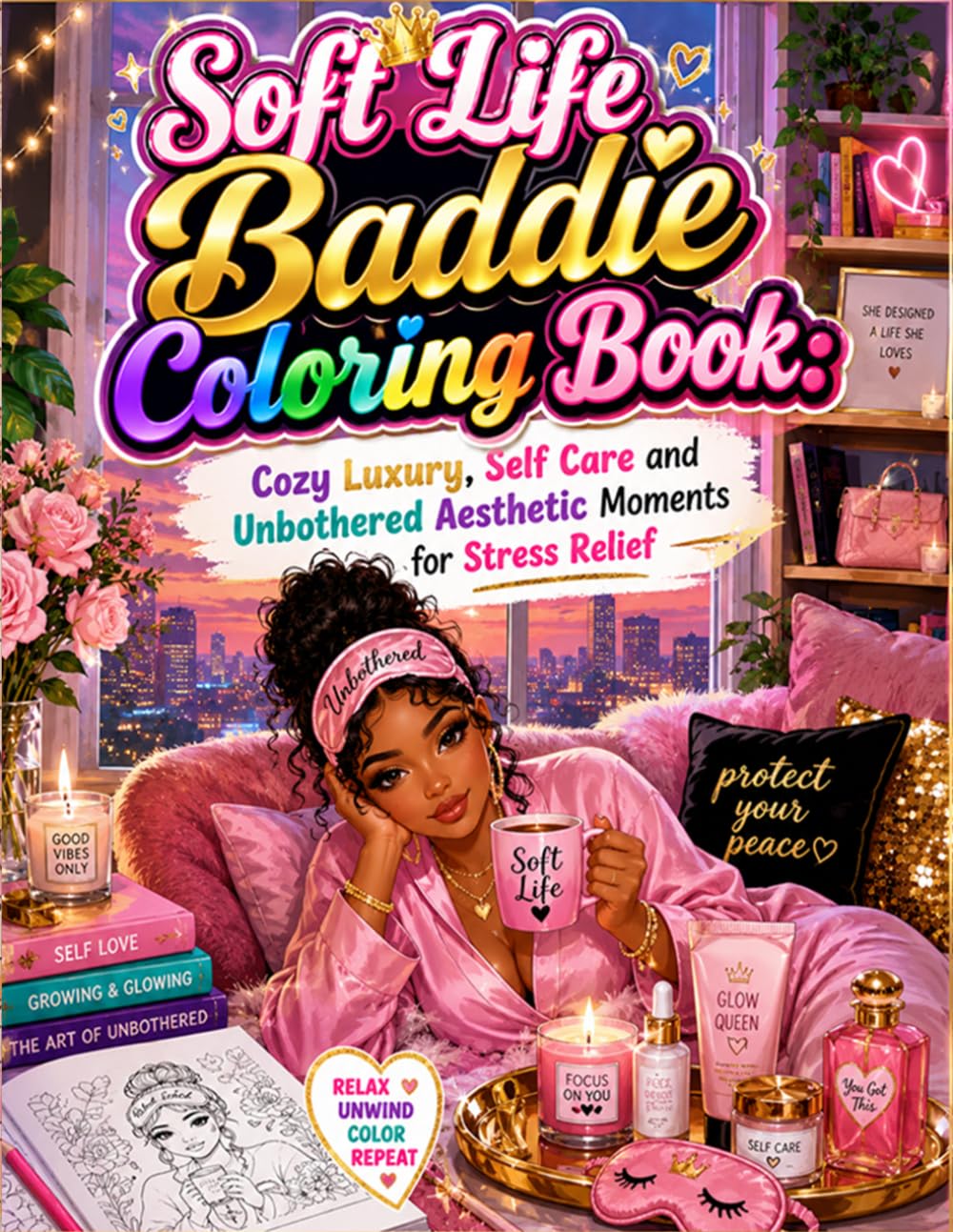 Soft Life Baddie Coloring Book: Cozy Luxury, Self Care and Unbothered Aesthetic Moments for Stress Relief: Relaxing Coloring Pages Featuring Cozy ... Luxury Lifestyle Scenes for Teens and Adults
