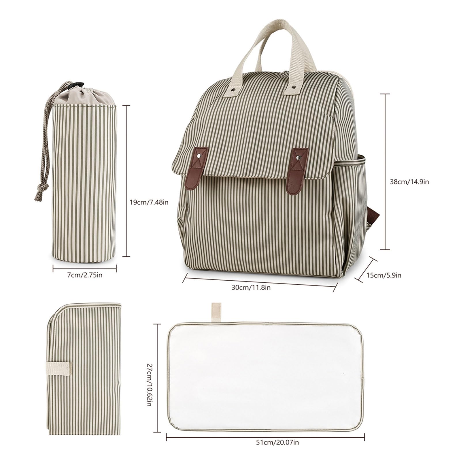 Rucksack mit tragbarer Wickelunterlage, multifunktionale Windelunterlage, Kinderwagen Rucksack für Mütter und Neugeborene, Babywindel Wickeltasche