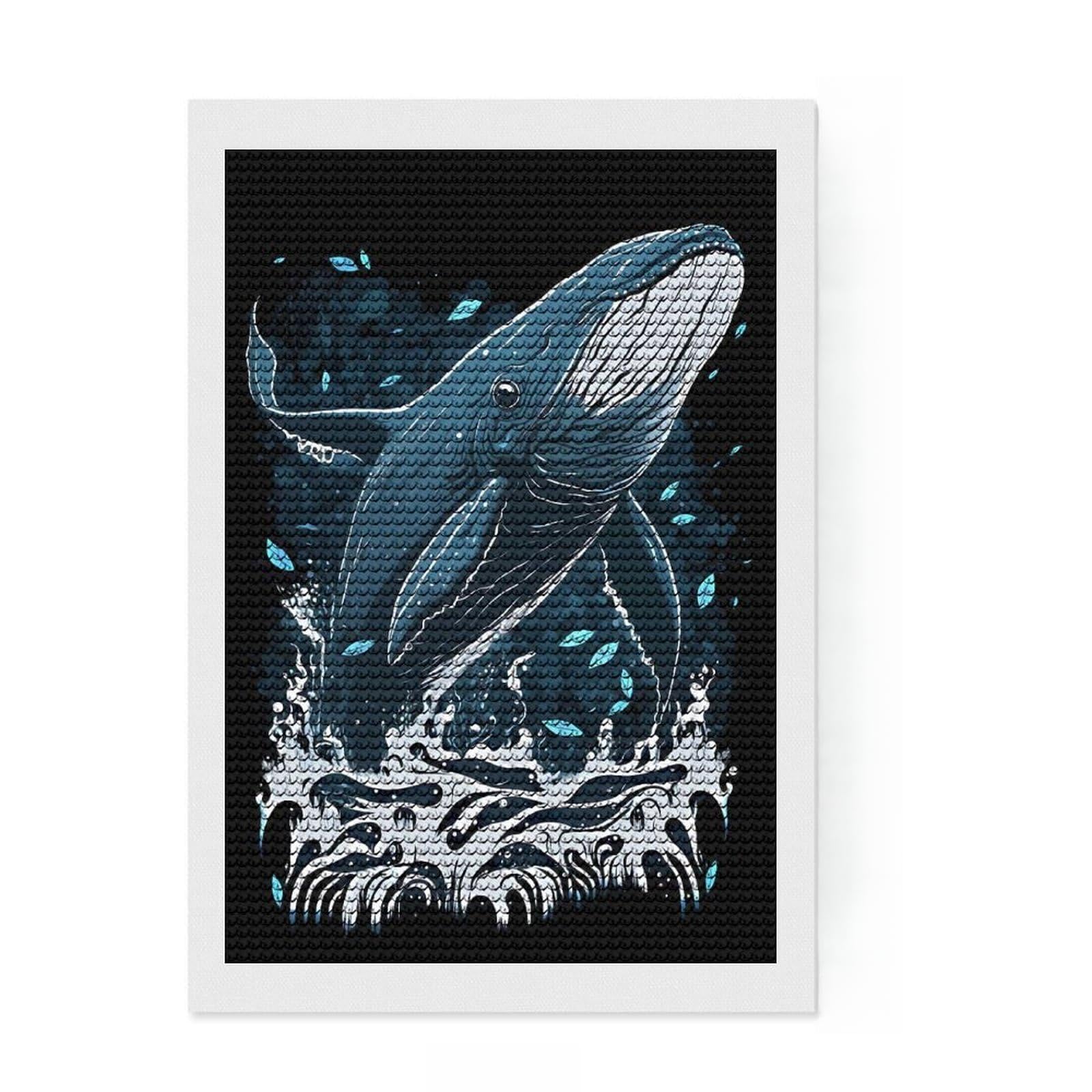 Junmoney The Majesty of The Ocean Diamond Art Canvas 8"x12", for Family Craft Time, Neat Printed Canvas, Festive Craft Gift, Boho Decor