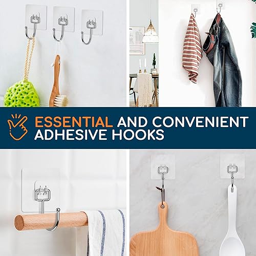 Miniatura 6 de GLUIT Ganchos adhesivos grandes para colgar, ganchos resistentes para toallas, ganchos de pared adhesivos impermeables para el hogar, baño, cocina,