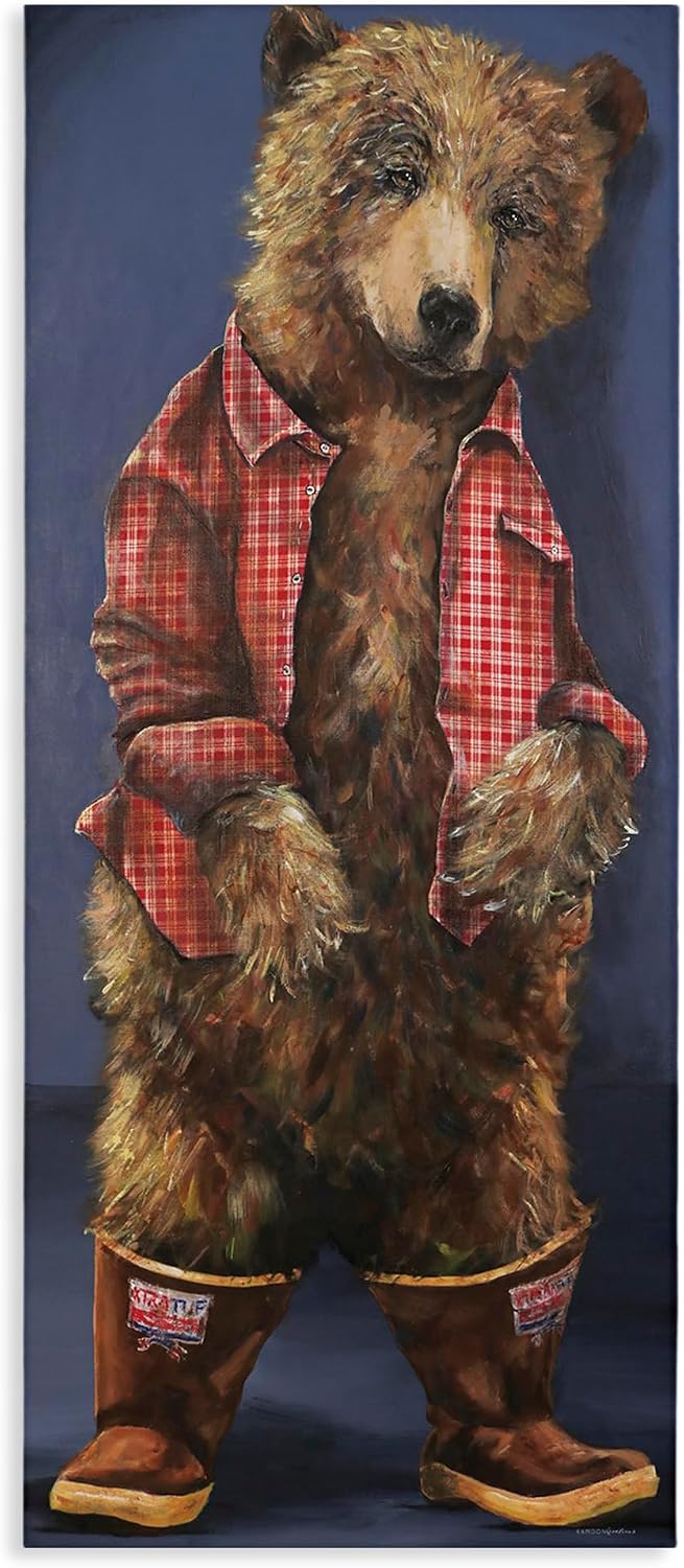 Stupell Industries 'Forest Brown Bear Rainboots Flannel Shirt'| Canvas Art