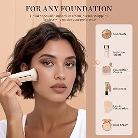 DUcare Foundation Brush,Flat Top Kabuki Brush Synthetic Professional Makeup Brush Liquid Blending Mineral Powder Buffing Stippling Makeup Tools,Beige