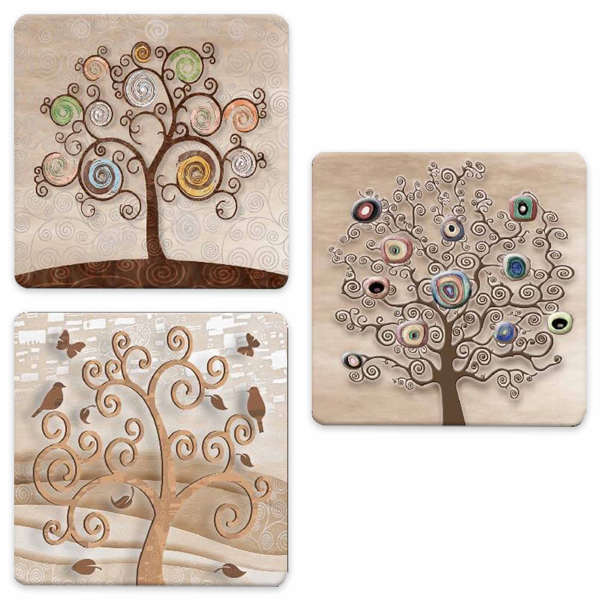 Lupia - SOTTOTUTTO Quadrato Collezione TREE Set assortito Sottobicchiere, Sottopiatto o Sottopentola, segnaposto, bomboniera in legno decorato con stampa 48 pz 20x20 cm sotto piatto, pentola